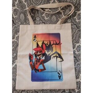 Hazbin Hotel Inspired Alastor Cotton Canvas Tote Bag 15.5” x 13.5” Ace Card
